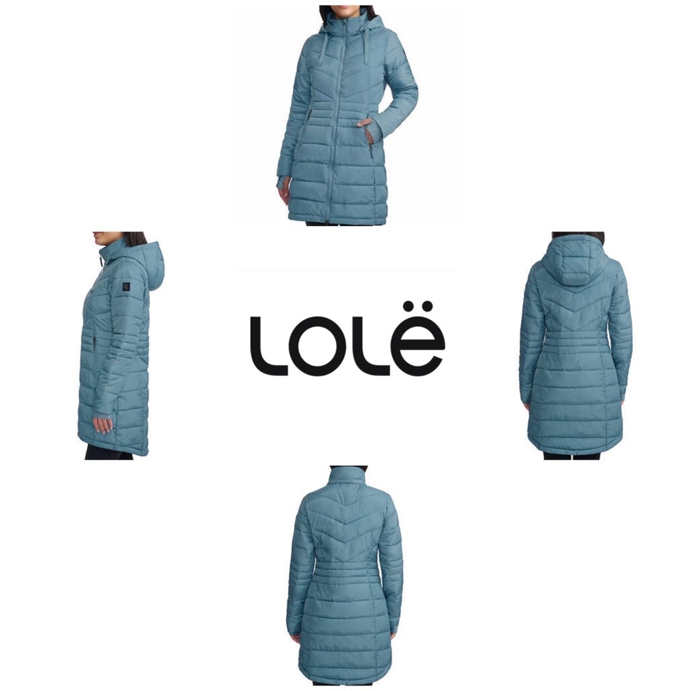 Lole Women's Light Blue Hooded Long Puffer Coat